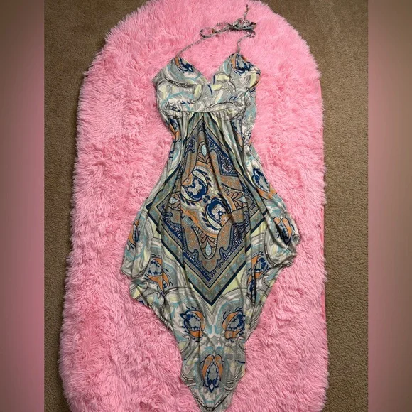 Boho Print Hankerchief Flowy Dress - Picture 8 of 8